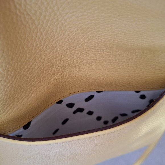 NWOT Kate Spade butter yellow pebbled leather crossbody foldover mini bag - Picture 5 of 14